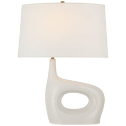 Champalimaud Sutro Medium Right Table Lamp in Ivory with Linen Shade