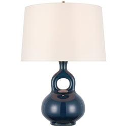 Champalimaud Lamu Large Table Lamp in Mixed Blue Brown with Linen Shade