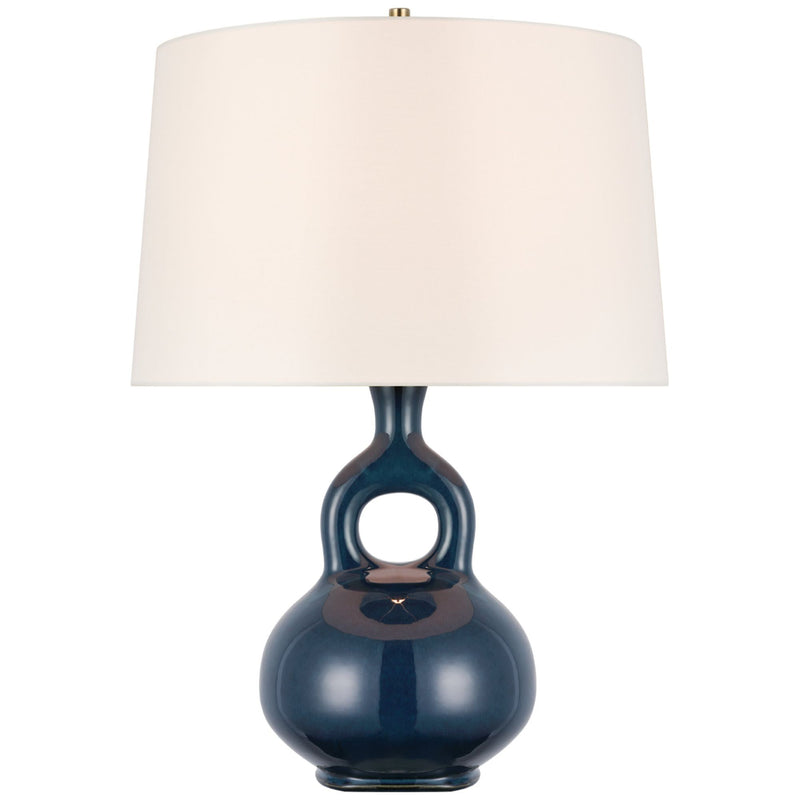 Champalimaud Lamu Large Table Lamp in Mixed Blue Brown with Linen Shade