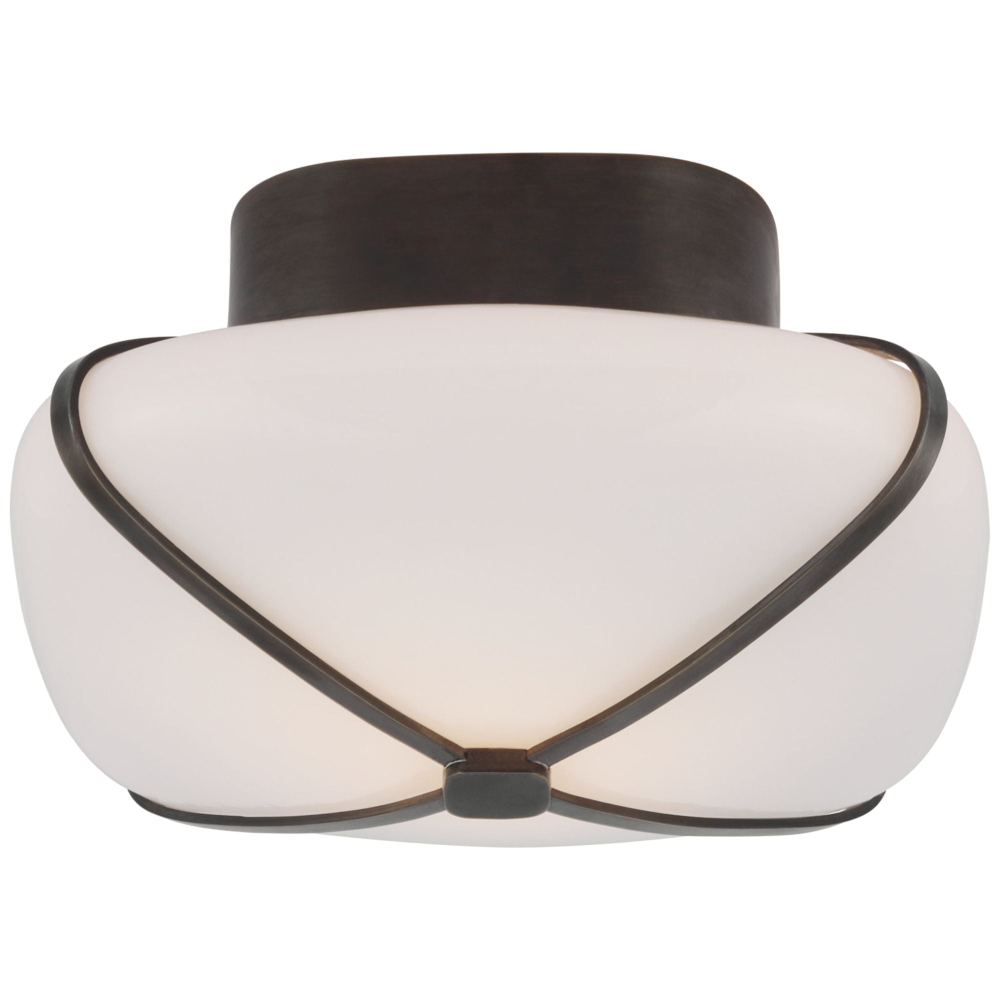 Champalimaud Fondant 8" Flush Mount in Gun Metal with White Glass Ceiling Light W7.75" x H4.5"