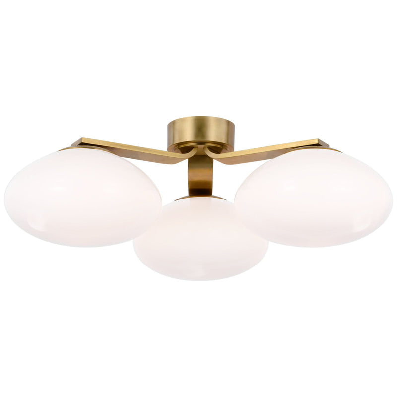 Champalimaud Marisol XL Triple Flush Mount in Soft Brass with White Glass