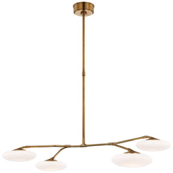 Champalimaud Brindille Large Four Light Chandelier in Soft Brass with White Glass