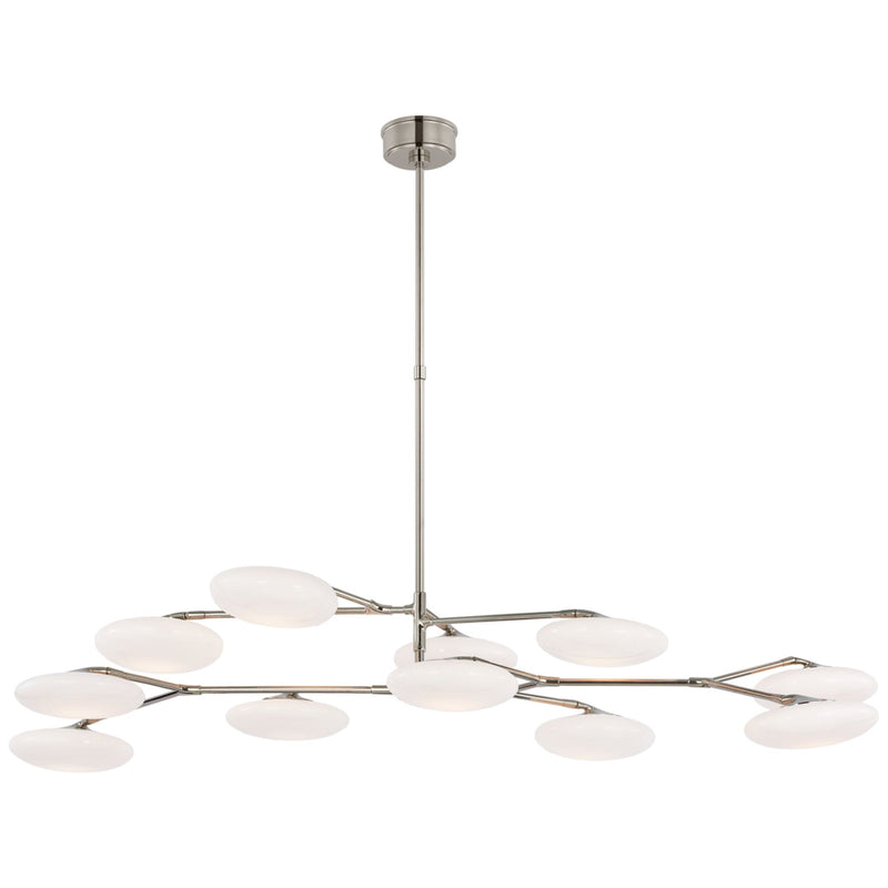 Champalimaud Brindille Extra Large Two Tier Chandelier in Polished Nickel with White Glass