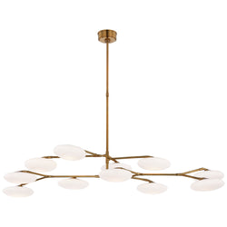 Champalimaud Brindille Extra Large Two Tier Chandelier in Soft Brass with White Glass