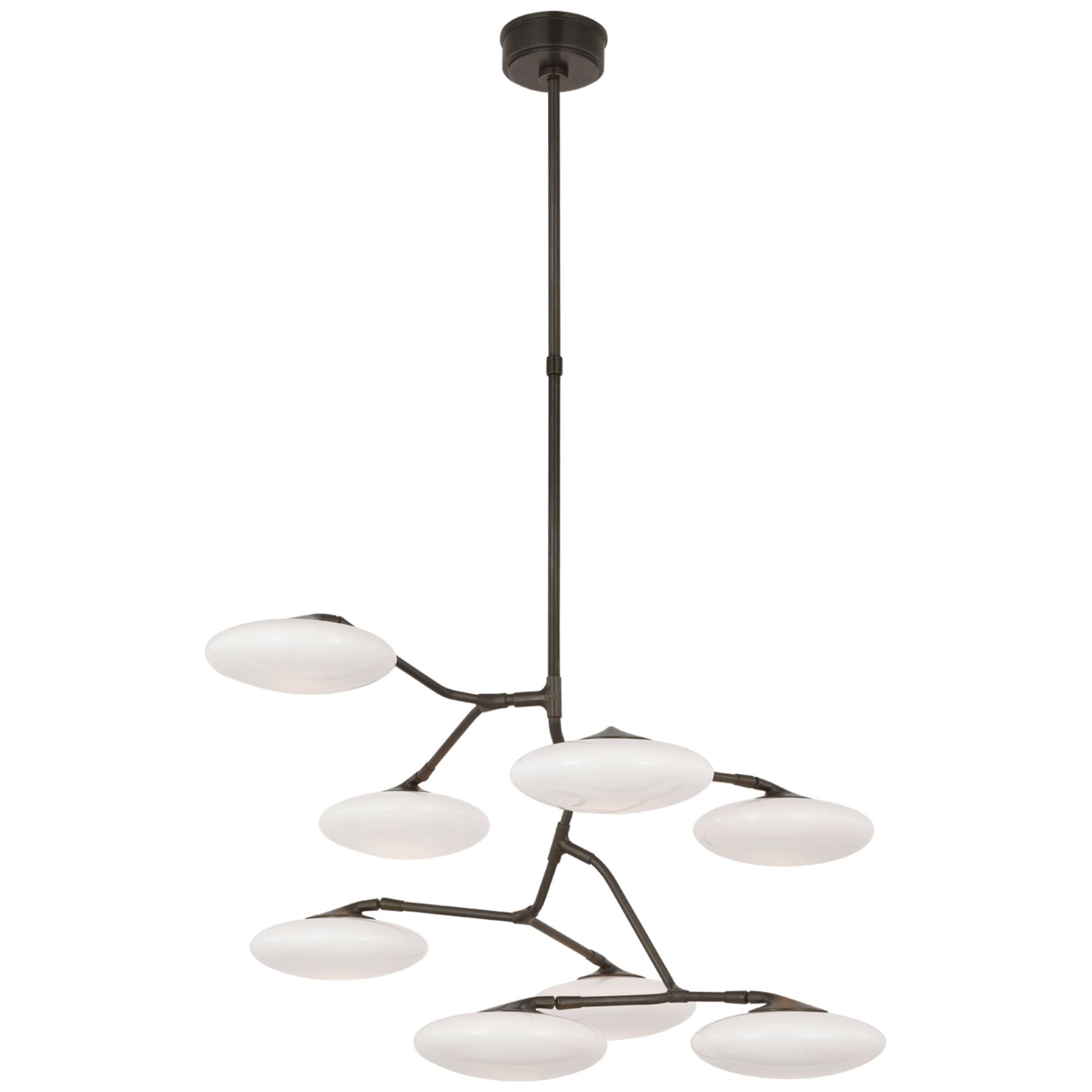 Champalimaud Brindille XL Entry Chandelier in Gun Metal with White Glass Ceiling Light W38.75"