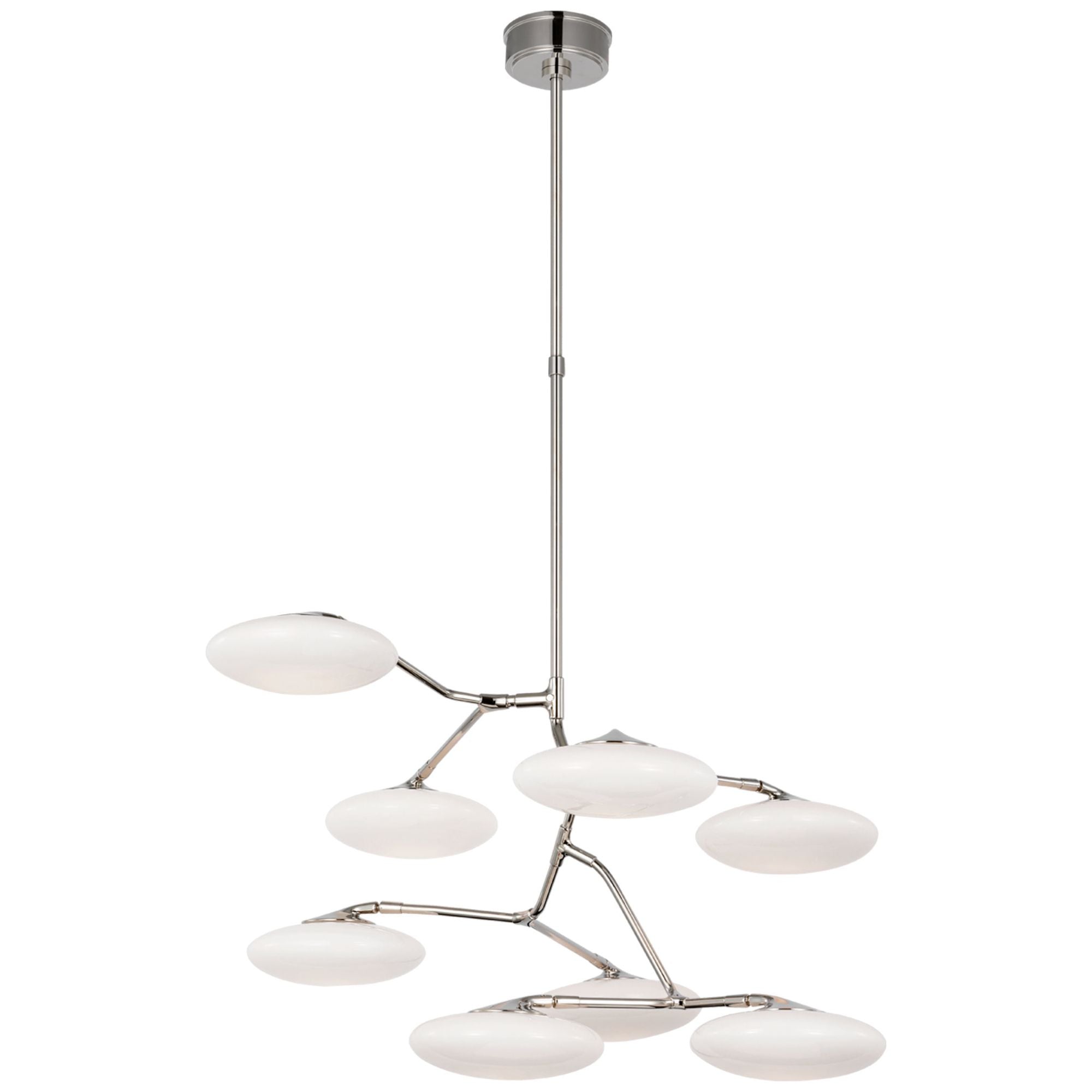 Champalimaud Brindille XL Entry Chandelier in Polished Nickel with White Glass Ceiling Light W38.75"