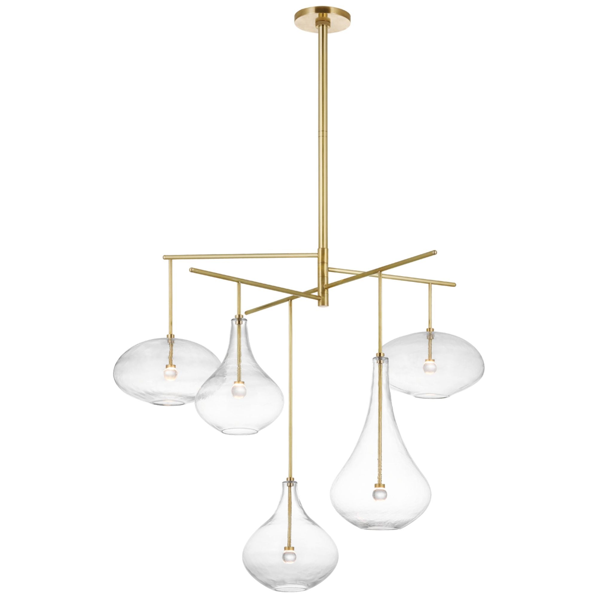 Champalimaud Lomme XL Chandelier in Soft Brass with Clear Glass Ceiling Light W38.25"