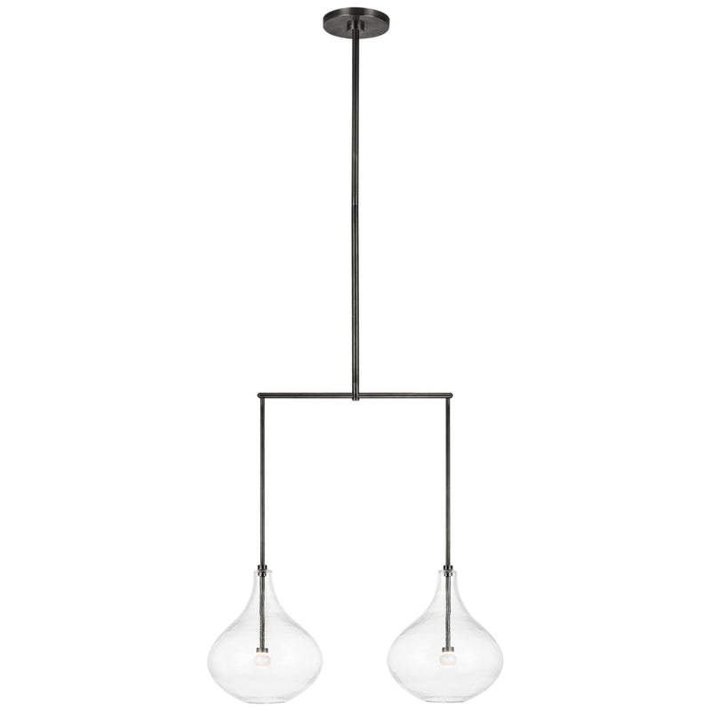 Champalimaud Lomme Small Linear Chandelier in Gun Metal with Clear Glass