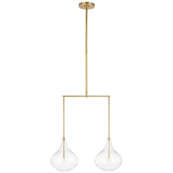 Champalimaud Lomme Small Linear Chandelier in Soft Brass with Clear Glass