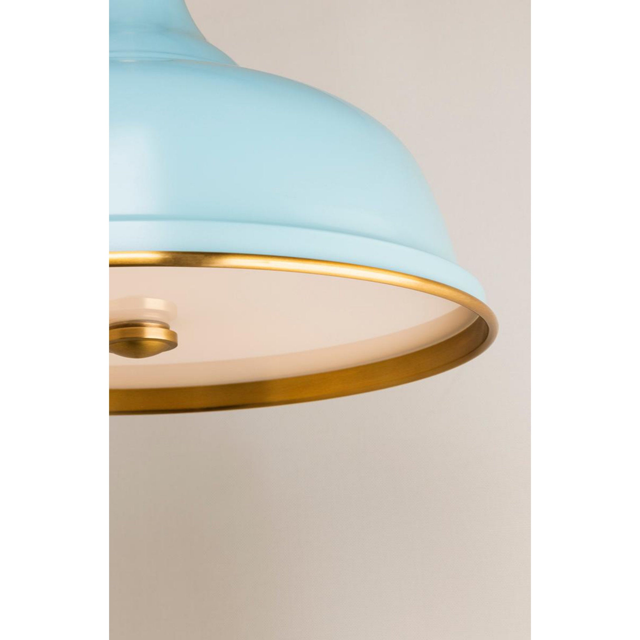 Painted No.1 3 Light Pendant in Aged Brass/darkest Blue by Mark D. Sikes
