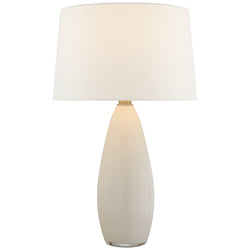 Chapman & Myers Myla Large Tall Table Lamp in White Glass with Linen Shade