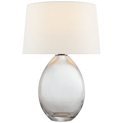 Chapman & Myers Myla Medium Wide Table Lamp in Clear Glass with Linen Shade