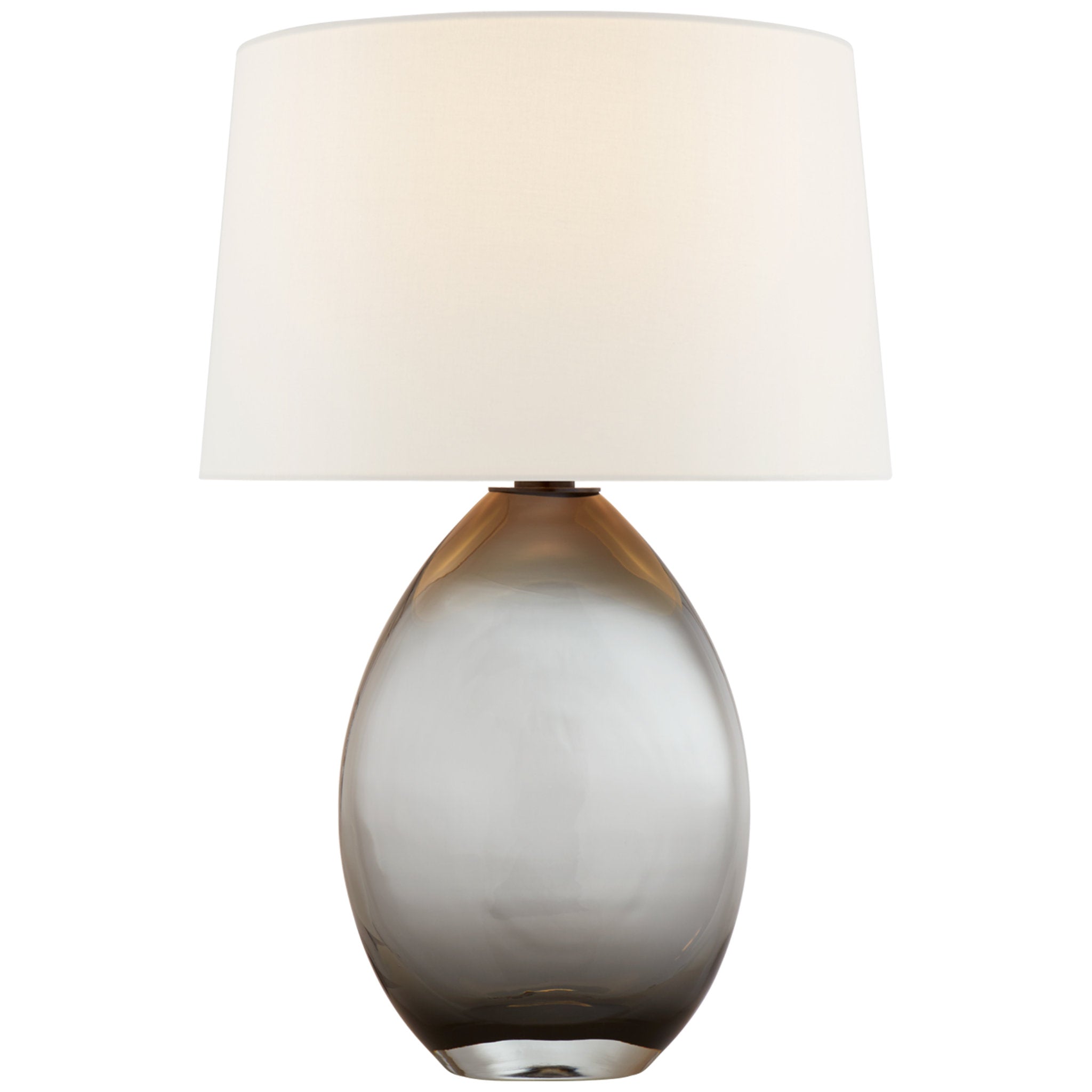 Chapman & Myers Myla Medium Wide Table Lamp in Smoked Glass with Linen Shade W19" x H27"