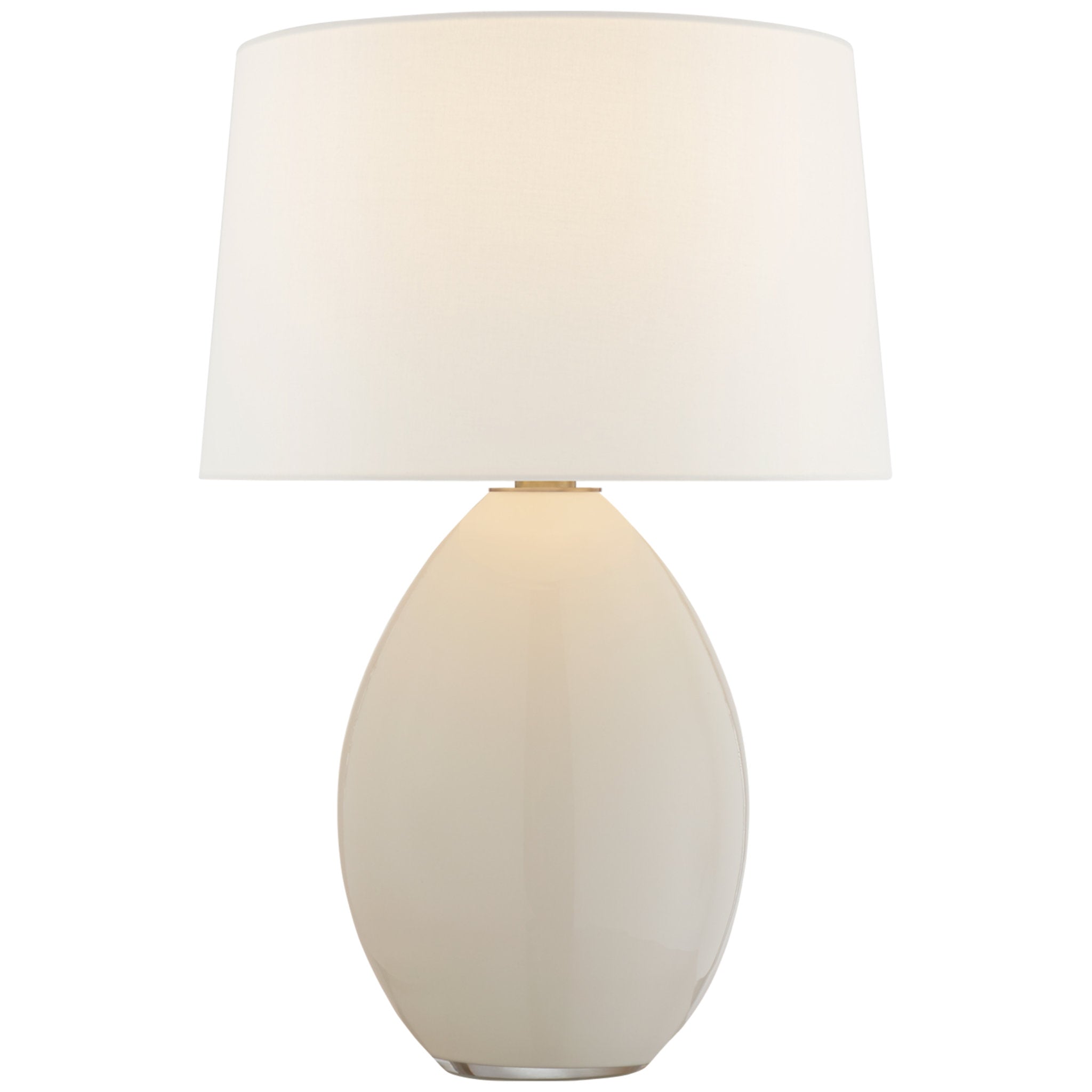 Chapman & Myers Myla Medium Wide Table Lamp in White Glass with Linen Shade