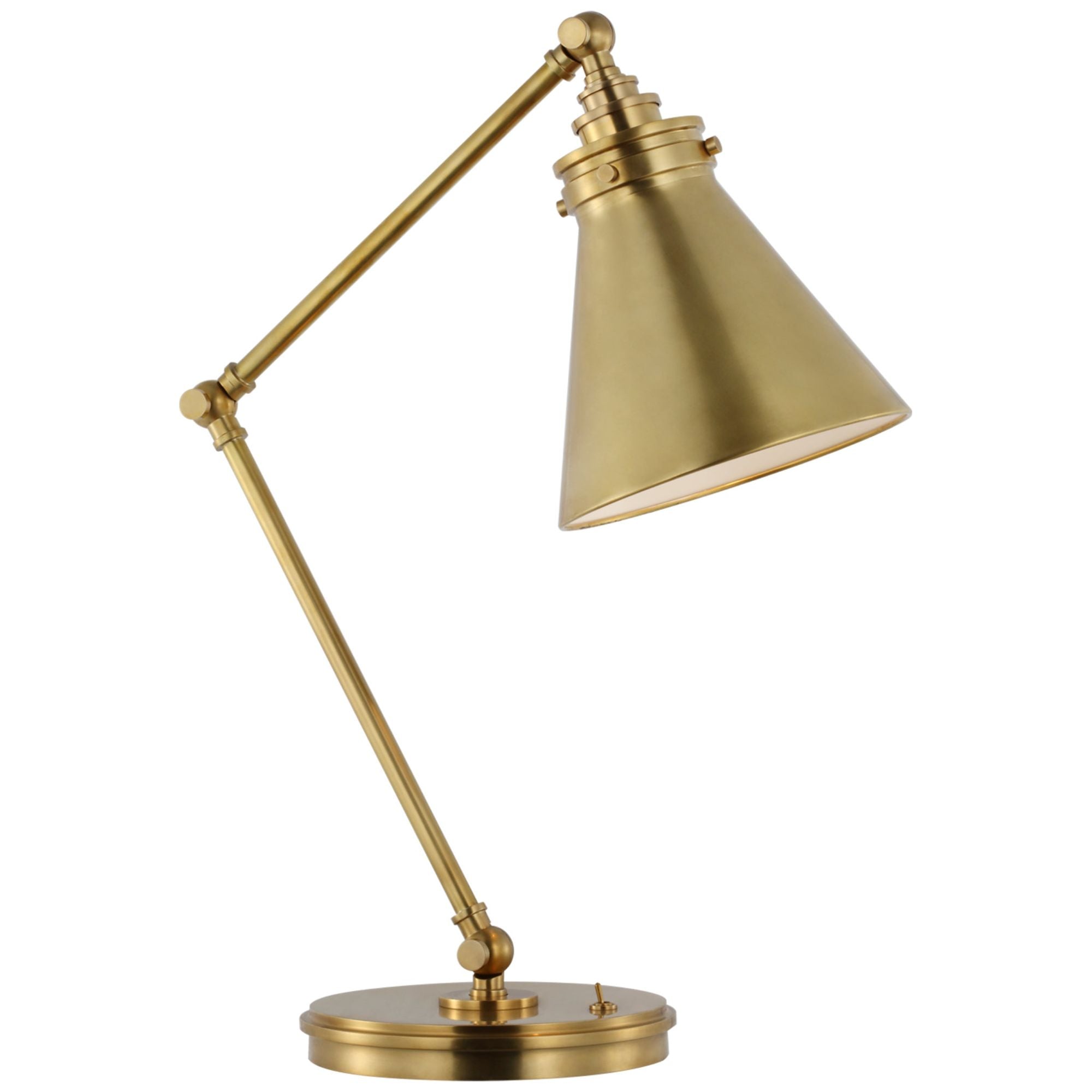 Chapman & Myers Parkington Medium Articulating Desk Lamp in Antique-Burnished Brass Table Lamp W7.5" x H19.25" - 22.5"