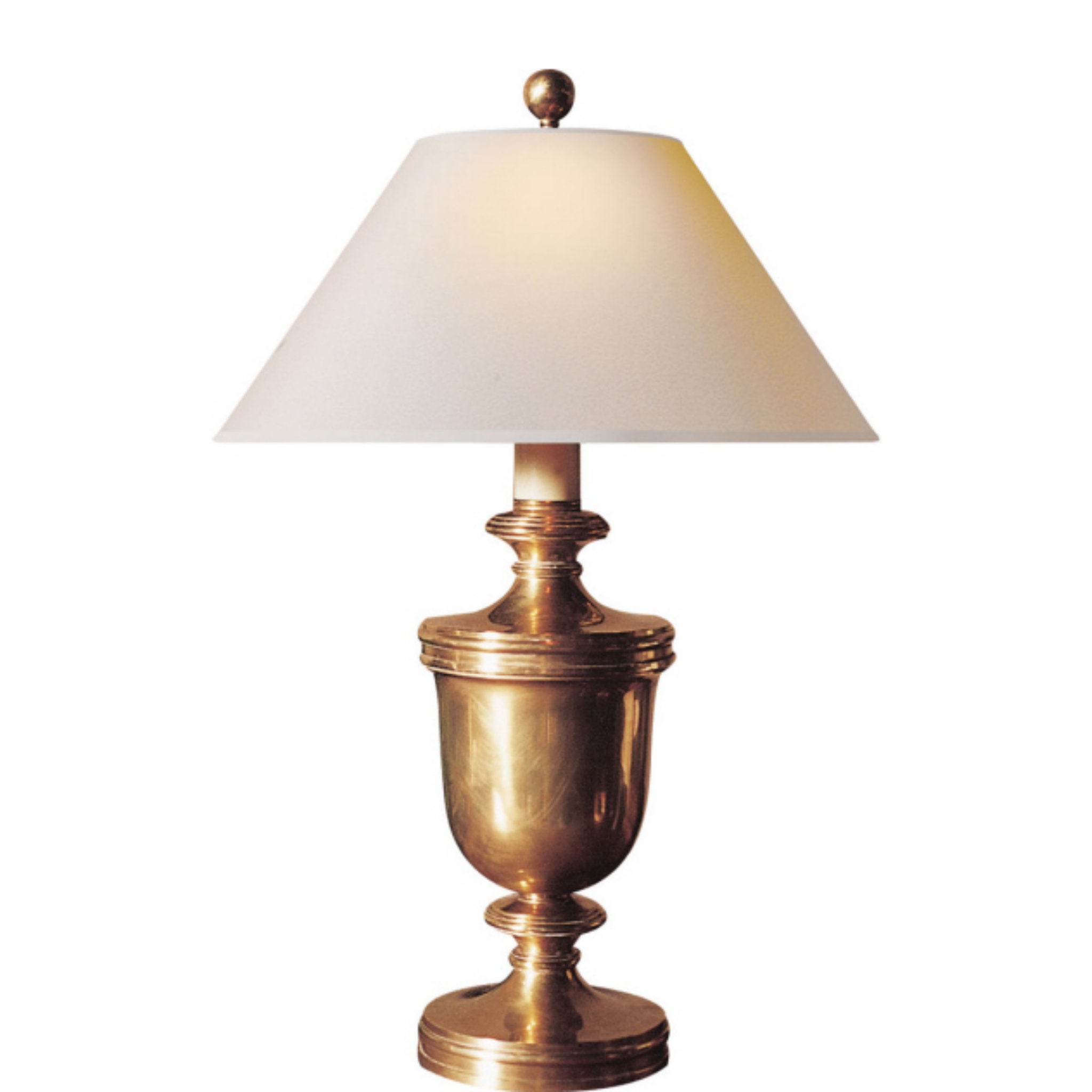 Chapman & Myers Classical Urn Form Medium Table Lamp in Antique-Burnished Brass with Natural Paper Shade