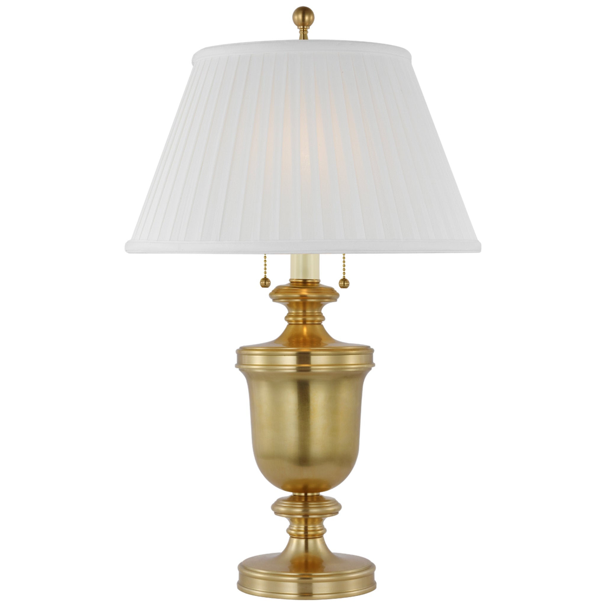 Chapman & Myers Classical Urn Form Medium Table Lamp in Antique-Burnished Brass with Silk Pleat Shade