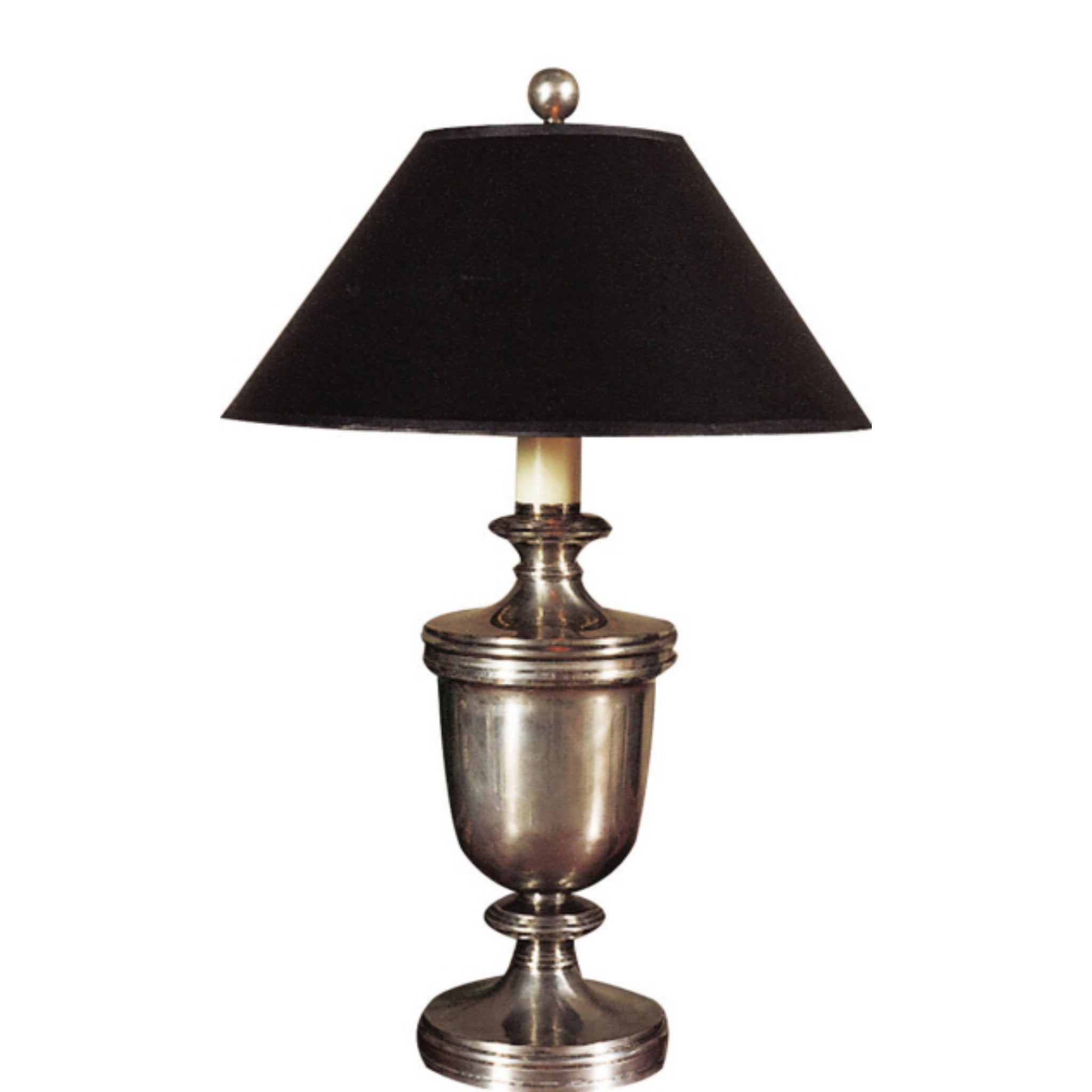 Chapman & Myers Classical Urn Form Medium Table Lamp in Antique Nickel with Black Shade