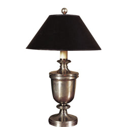 Chapman & Myers Classical Urn Form Medium Table Lamp in Antique Nickel with Black Shade