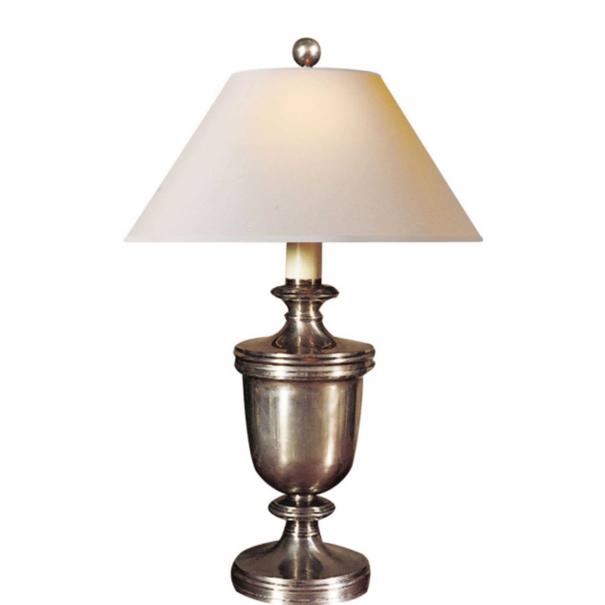 Chapman & Myers Classical Urn Form Medium Table Lamp in Antique Nickel with Natural Paper Shade