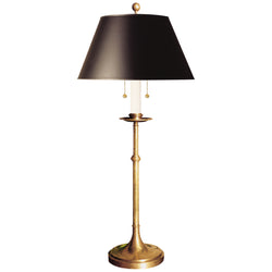 Chapman & Myers Dorchester Club Table Lamp in Antique-Burnished Brass with Black Shade