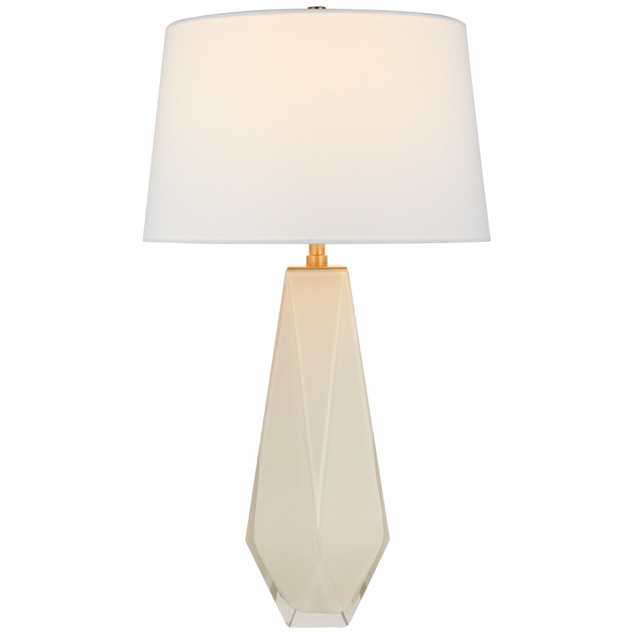 Chapman & Myers Gemma Medium Table Lamp in White Glass with Linen Shade