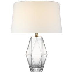 Chapman & Myers Palacios Medium Table Lamp in Clear Glass with Linen Shade