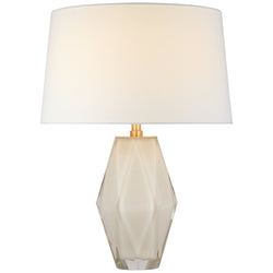 Chapman & Myers Palacios Medium Table Lamp in White Glass with Linen Shade