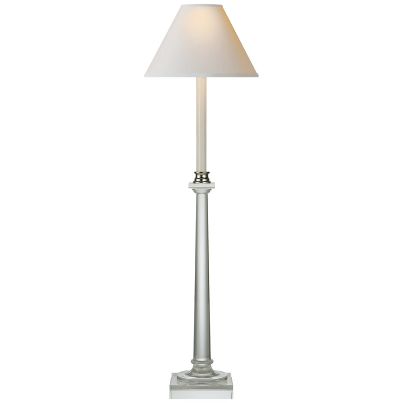 Chapman & Myers Swedish Column Buffet Lamp in Crystal with Natural Paper Shade