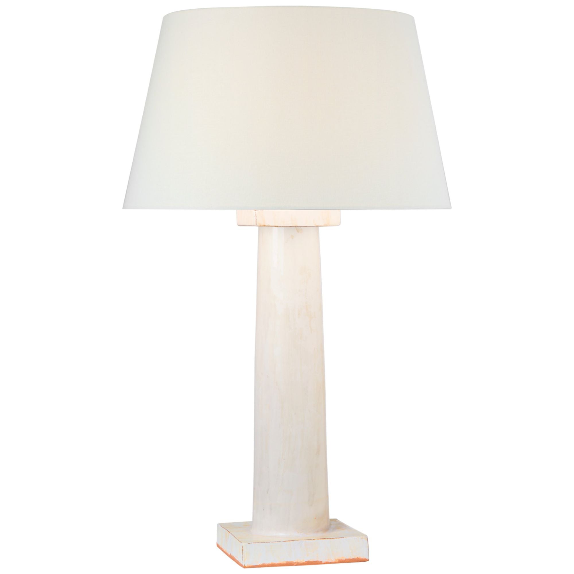 Chapman & Myers Colonne Large Balustrade Table Lamp in Glossy White Crackle with Linen Shade