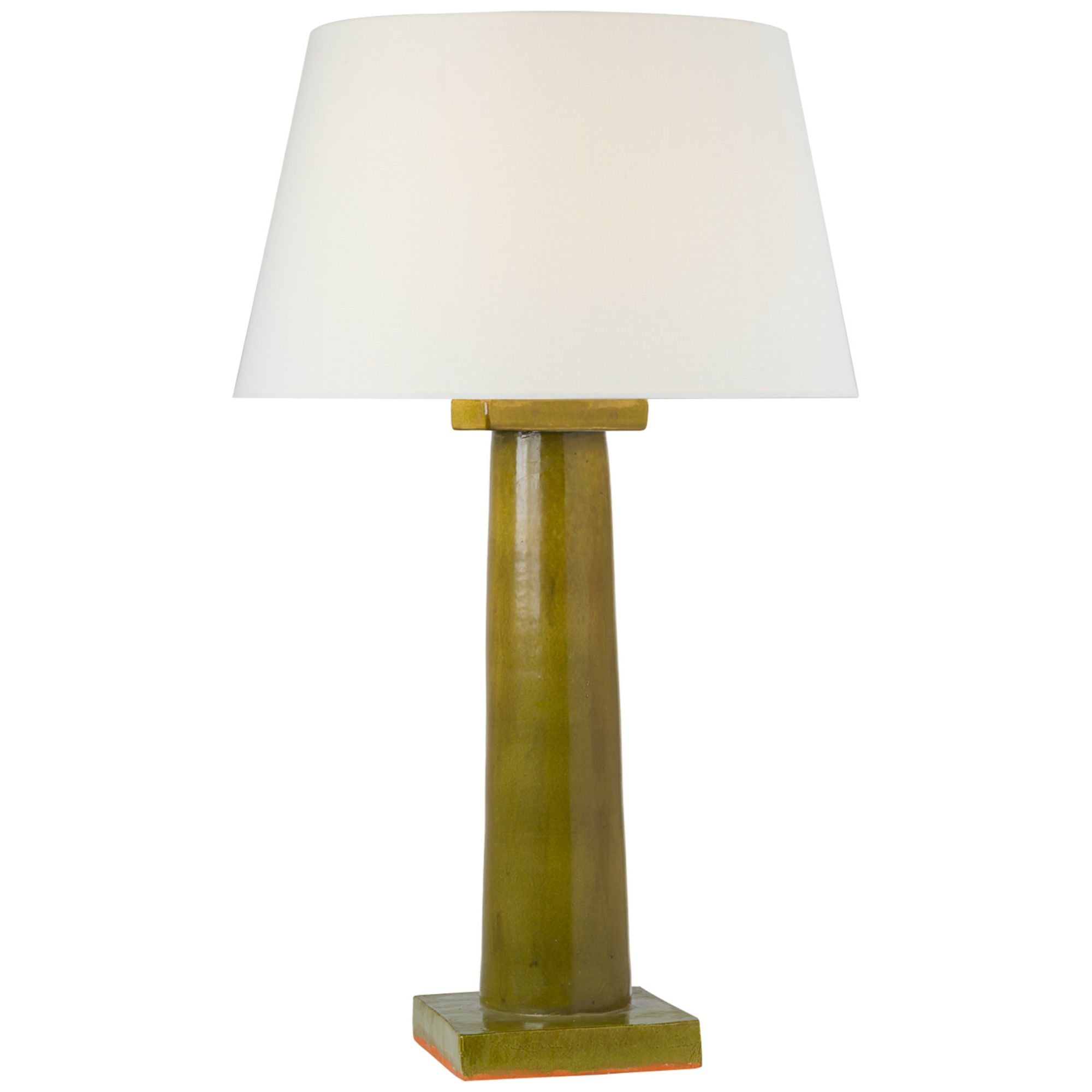 Chapman & Myers Colonne Large Balustrade Table Lamp in Moss Green with Linen Shade
