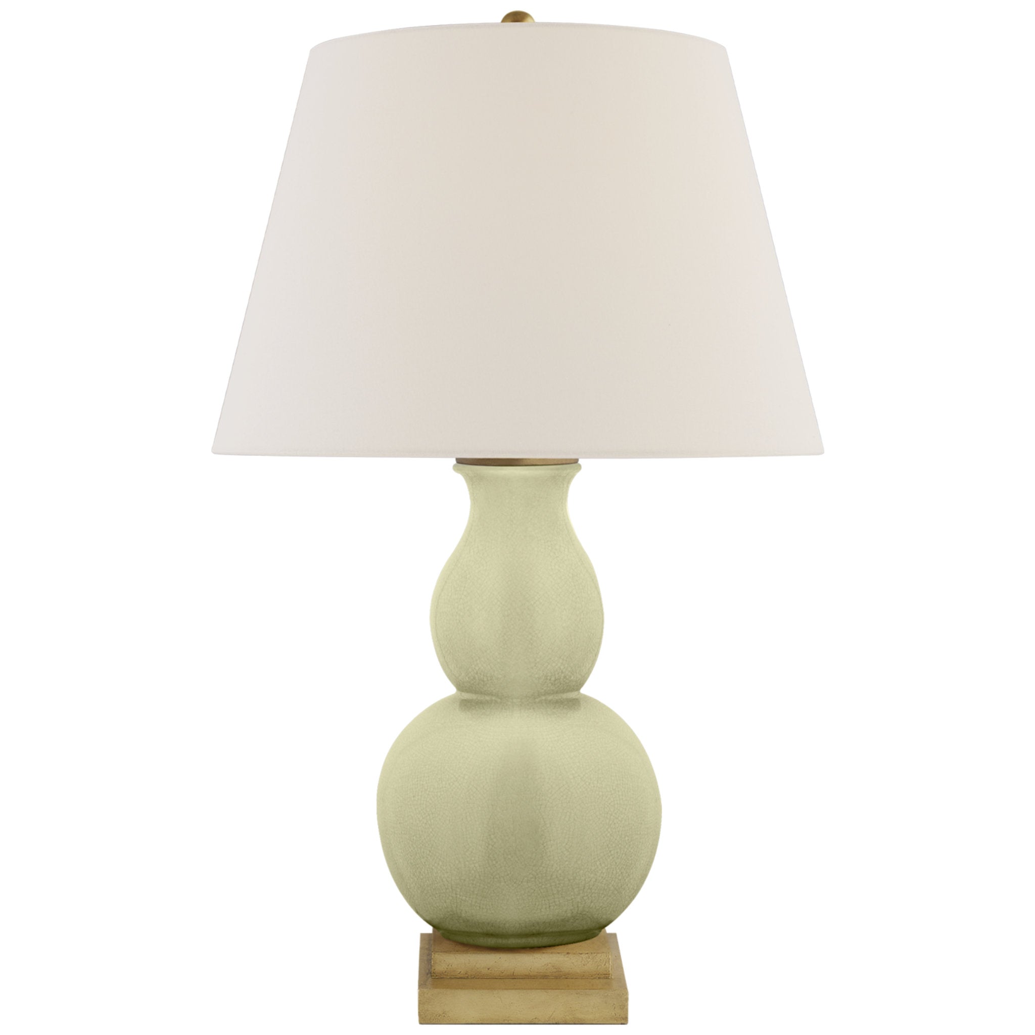 Chapman & Myers Gourd Form Small Table Lamp in Celadon Crackle with Linen Shade