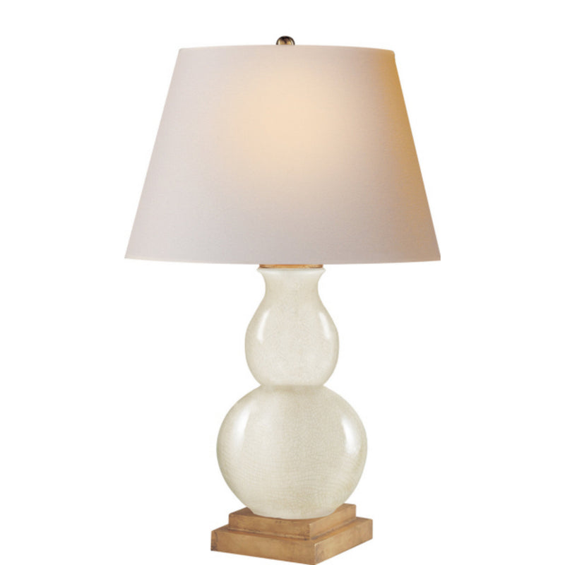 Chapman & Myers Gourd Form Small Table Lamp in Tea Stain with Natural Paper Shade