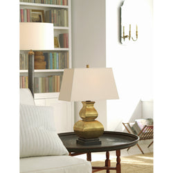 Chapman & Myers Fang Gourd Table Lamp in Antique-Burnished Brass with Natural Paper Shade