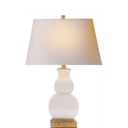 Chapman & Myers Fang Gourd Table Lamp in Ivory Crackle with Natural Paper Shade