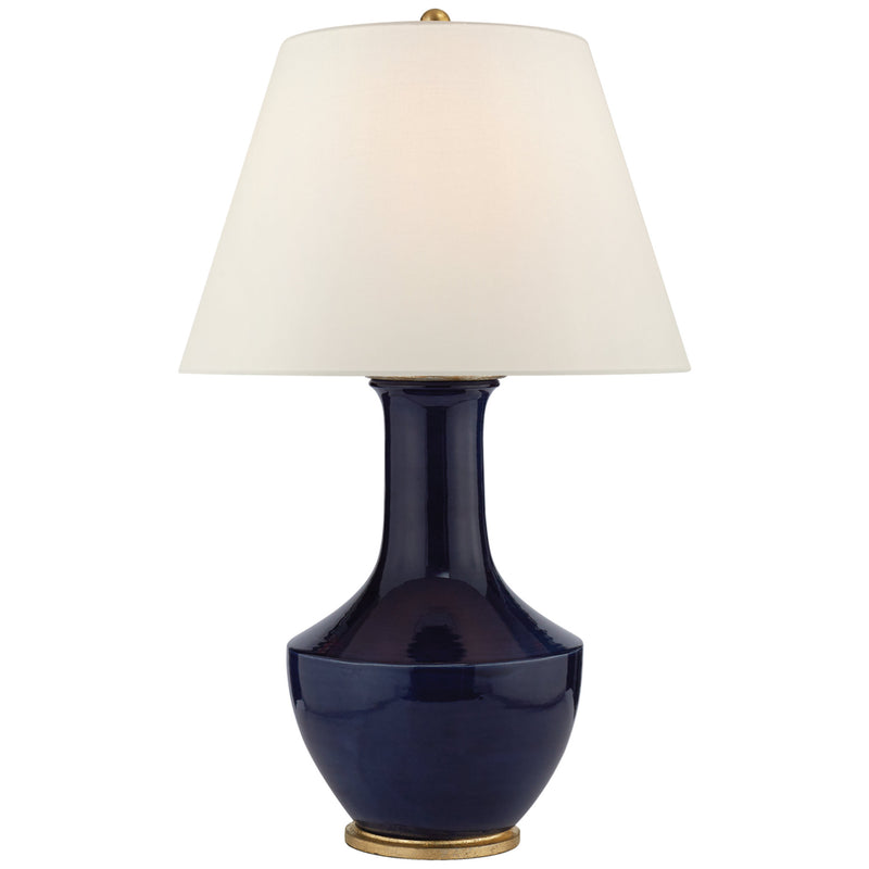 Chapman & Myers Lambay Table Lamp in Denim with Linen Shade Foundry
