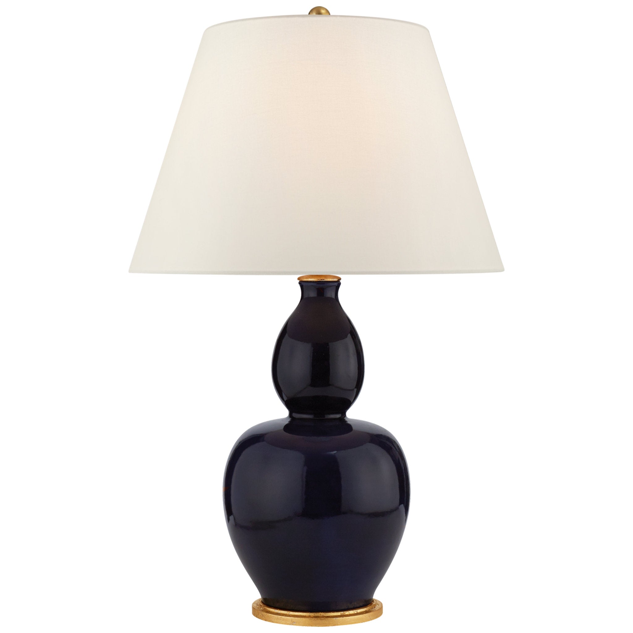 Chapman & Myers Yue Double Gourd Table Lamp in Denim with Linen Shade