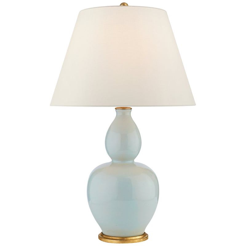 Chapman & Myers Yue Double Gourd Table Lamp in Ice Blue with Linen Shade