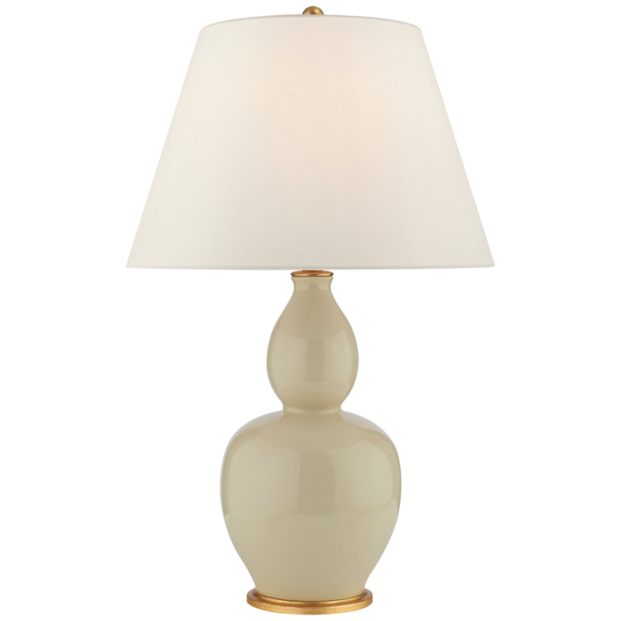 Chapman & Myers Yue Double Gourd Table Lamp in Coconut with Linen Shade