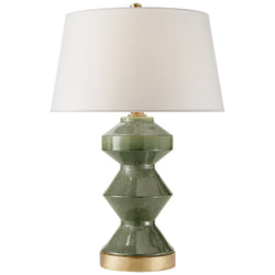 Chapman & Myers Weller Zig-Zag Table Lamp in Shellish Kiwi with Natural Paper Shade