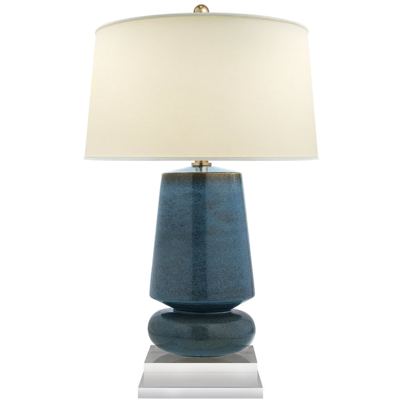 Chapman & Myers Parisienne Small Table Lamp in Oslo Blue with Natural Percale Shade