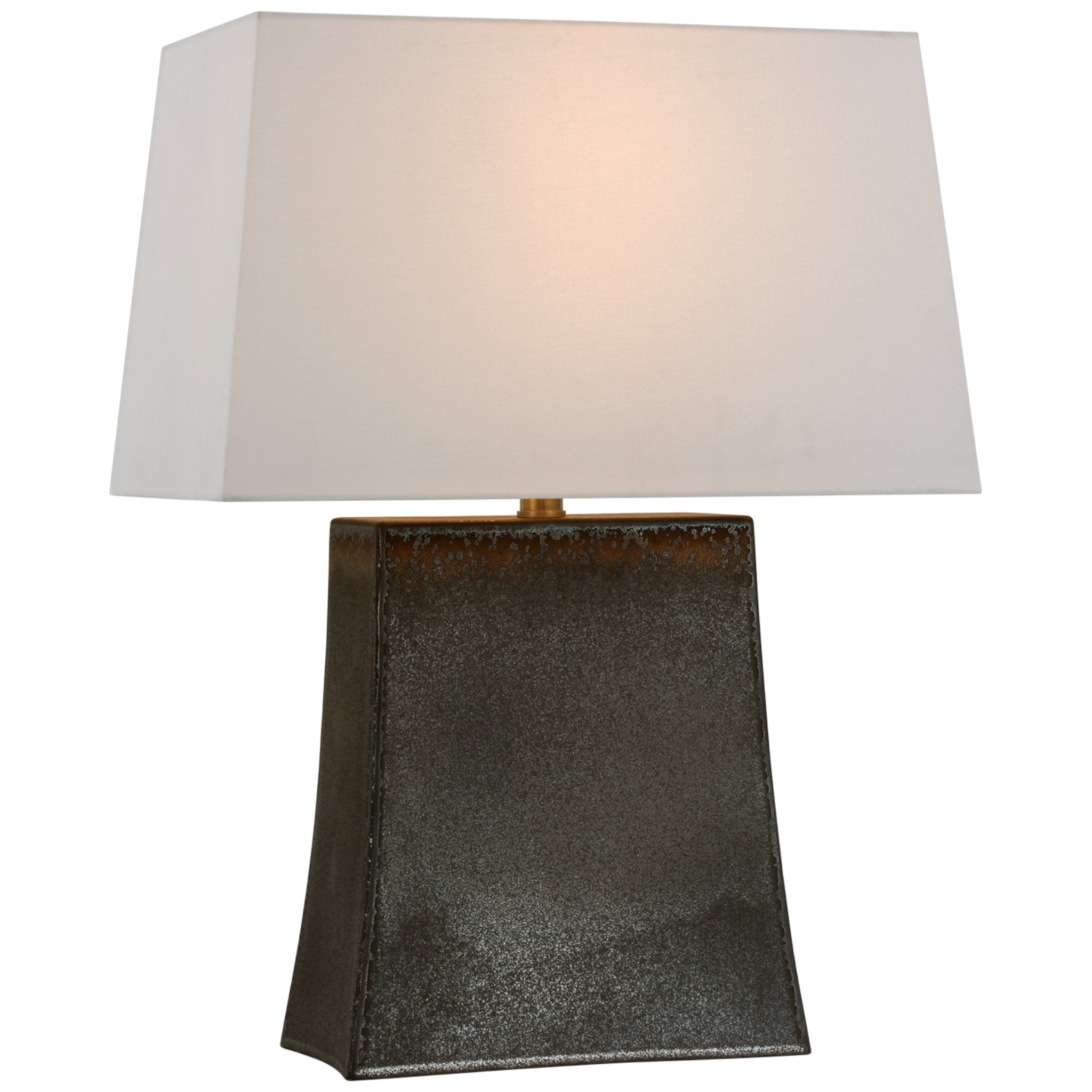 Chapman & Myers Lucera Medium Table Lamp in Stained Black Metallic with Linen Shade