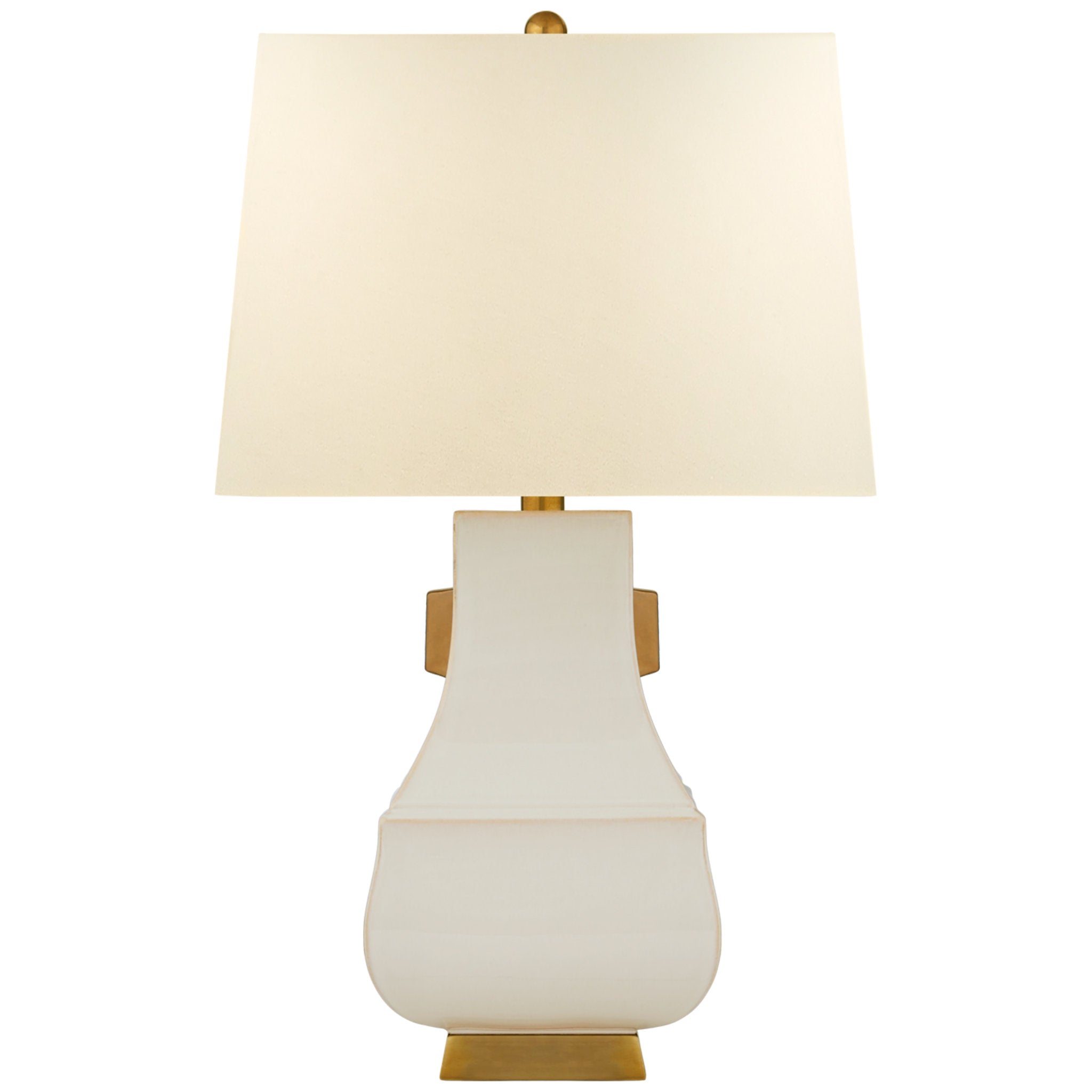 Chapman & Myers Kang Jug Large Table Lamp in Ivory and Burnt Gold Accent with Natural Percale Shade