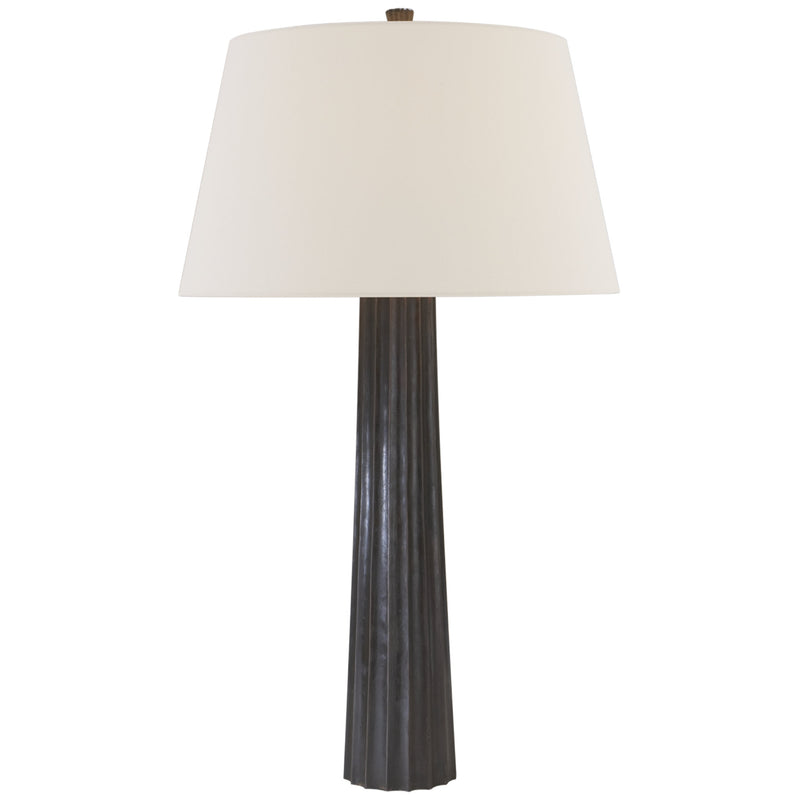 Chapman & Myers Fluted Spire Large Table Lamp in Aged Iron with Linen Shade