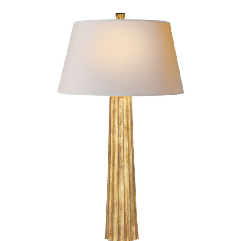Chapman & Myers Fluted Spire Large Table Lamp in Gilded Iron with Natural Paper Shade
