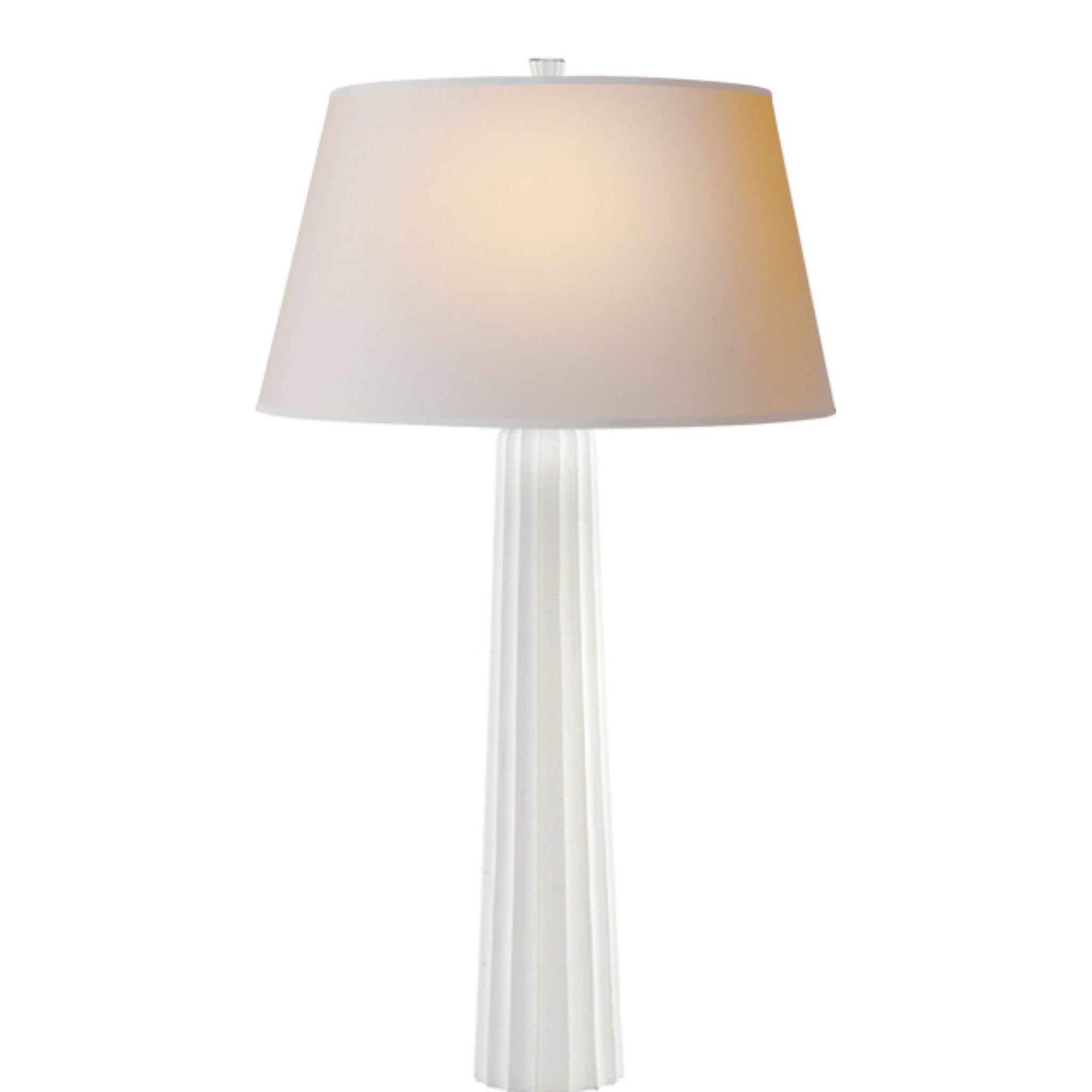 Chapman & Myers Fluted Spire Large Table Lamp in Plaster White with Natural Paper Shade