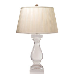 Chapman & Myers Balustrade Table Lamp in Crystal with Silk Box Pleated Shade