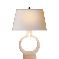 Chapman & Myers Ring Form Small Table Lamp in Alabaster with Natural Paper Shade