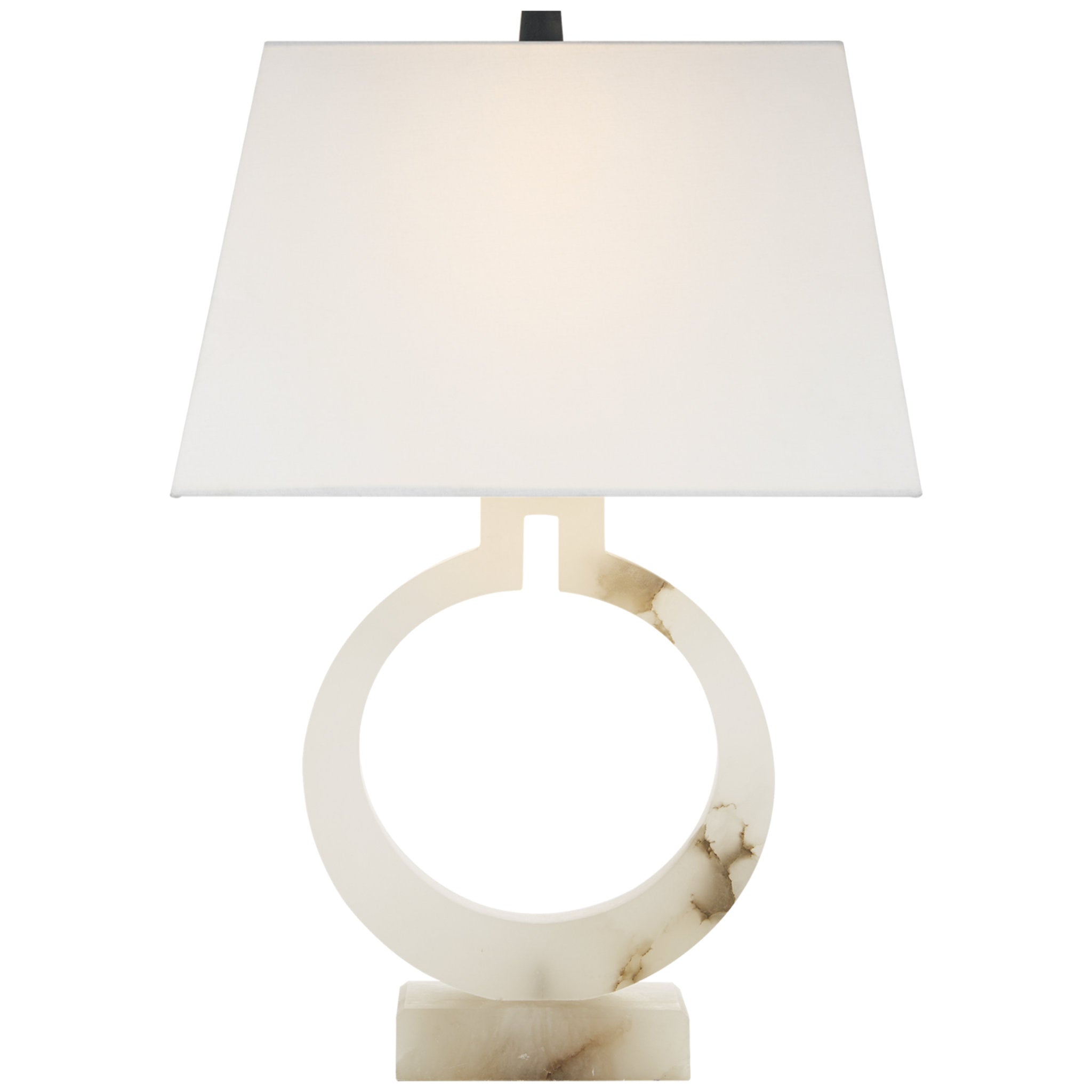 Chapman & Myers Ring Form Large Table Lamp in Alabaster with Linen Shade
