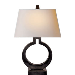 Chapman & Myers Ring Form Large Table Lamp in Bronze with Natural Paper Shade